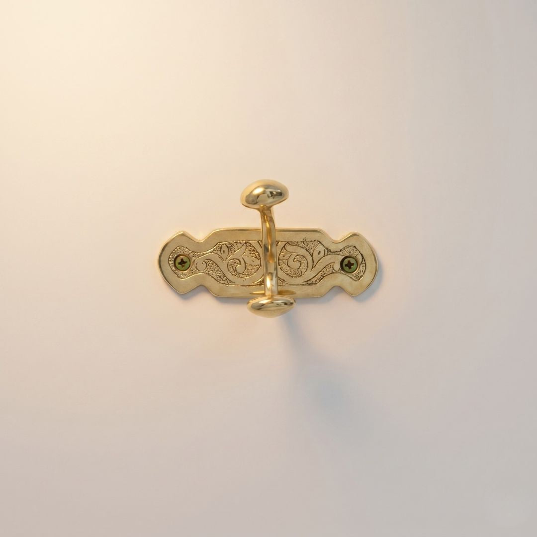 Hand-Etched Solid Brass Double Wall Hook