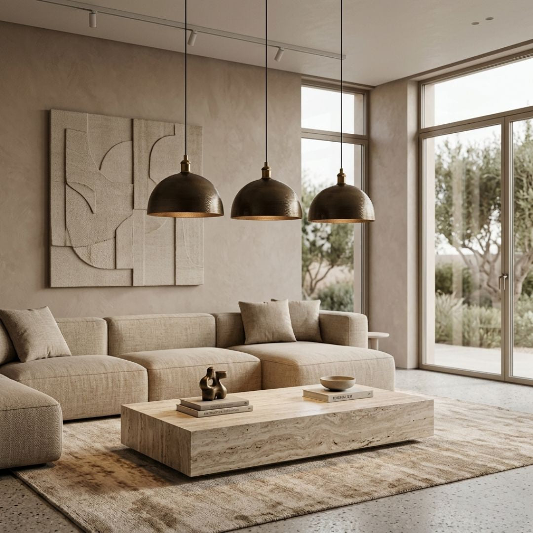 Artisan Hammered Bronze Dome Pendant Light