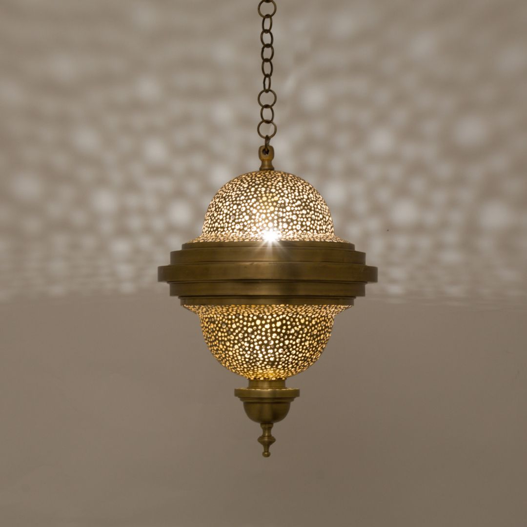Mervat : Handcrafted Moroccan Perforated Brass Pendant Light