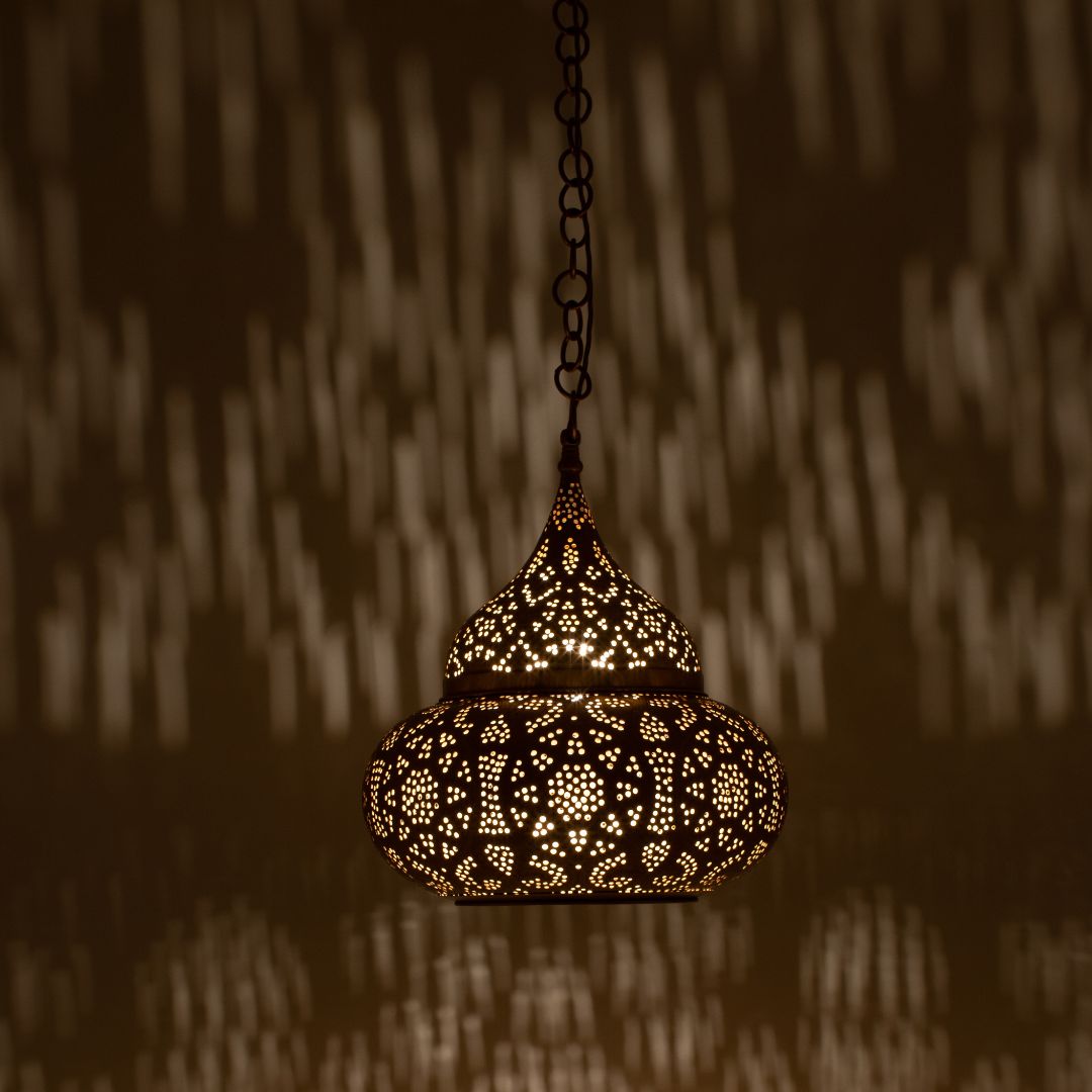 Ghadir : Authentic Hand-Etched Brass Moroccan Pendant