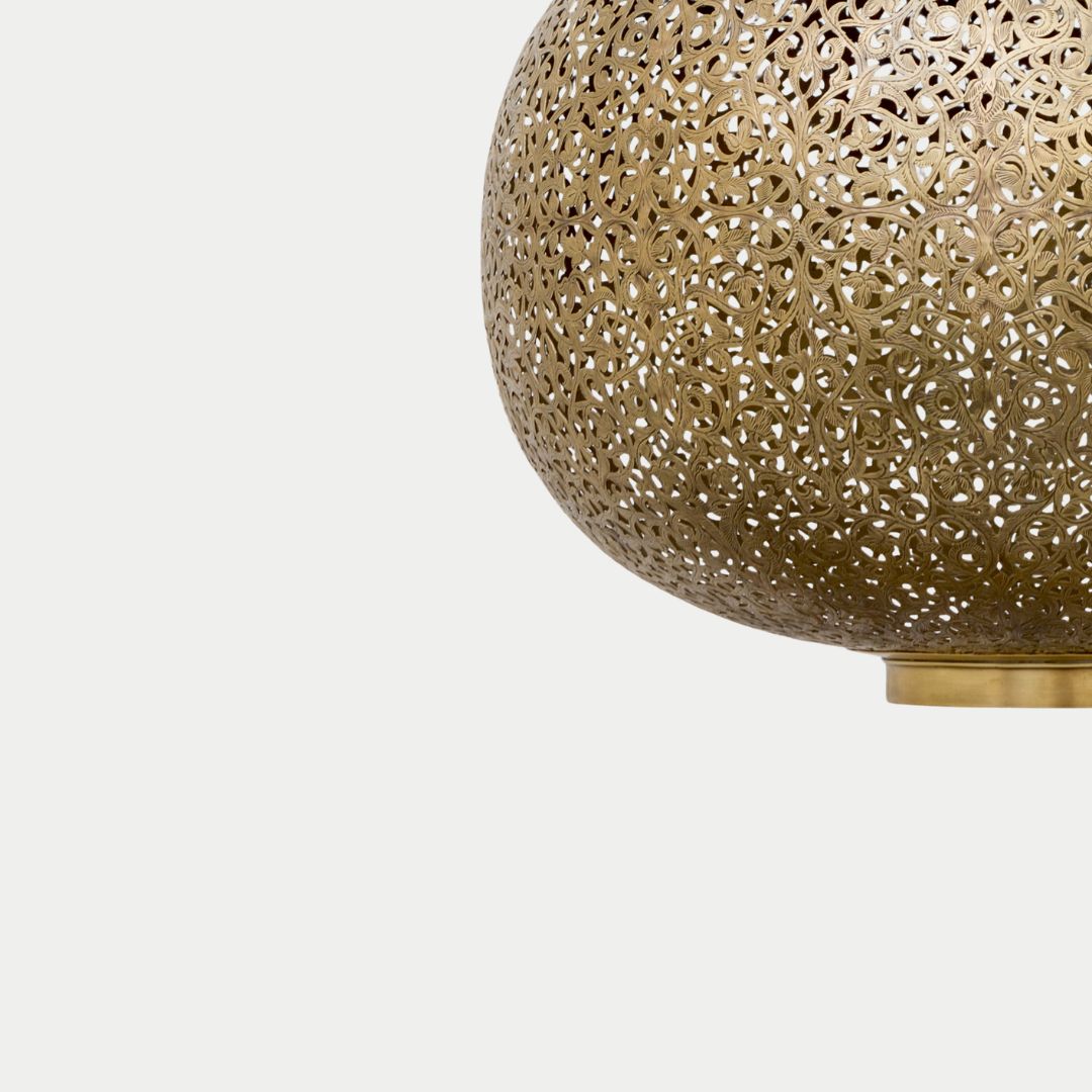 Roeya : Moorish-Style Perforated Brass Globe Pendant