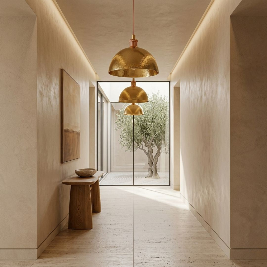 Hand-Hammered Gold Brass Pendant
