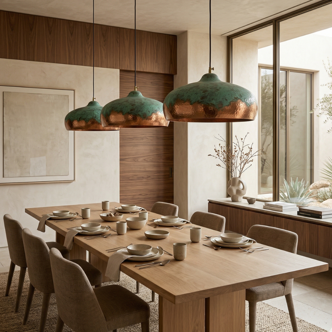 Hand-Hammered Copper Dome Pendant Light