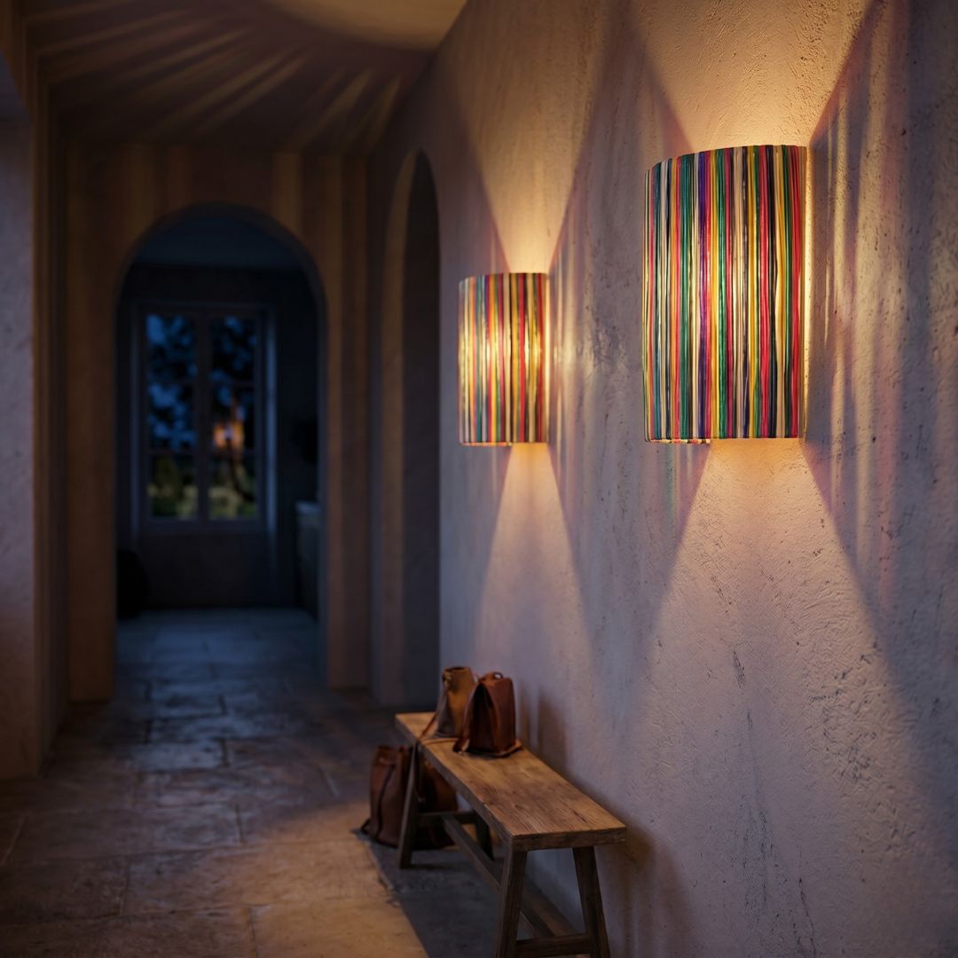Multi-Color Striped Hand-Woven Wall Sconce