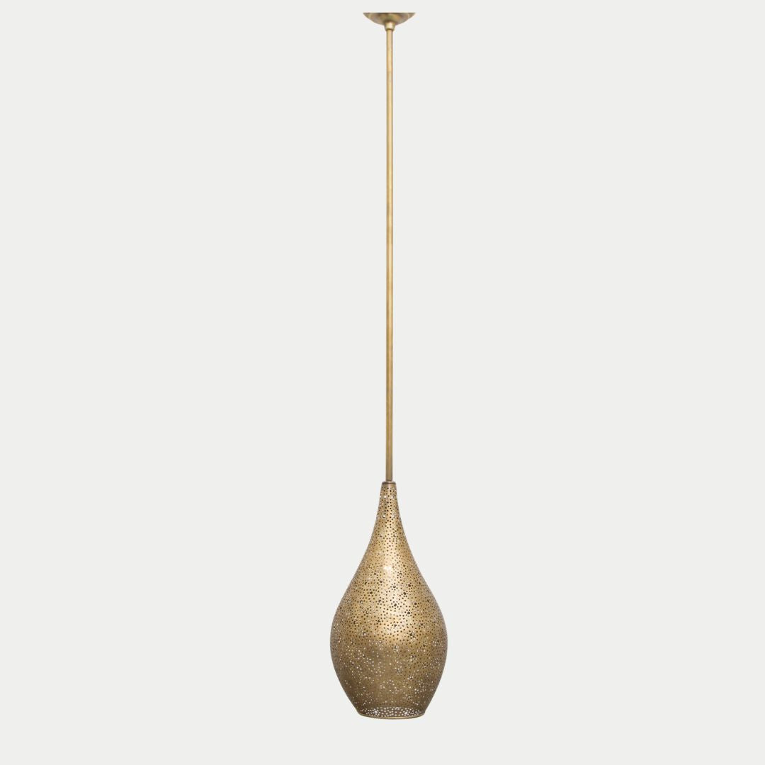 Nada : Elongated Moroccan Brass Pendant