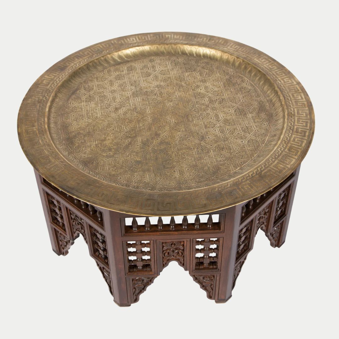 طاولة جانبية مغربية مصنوعة يدويًا من عرق اللؤلؤ: زمان