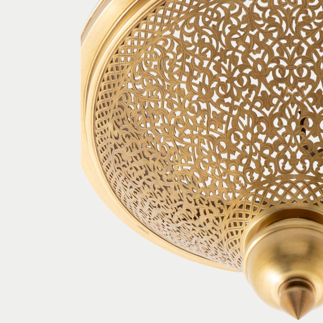 Zahra : Artisan Moroccan Filigree Brass Ceiling Flush Mount Light