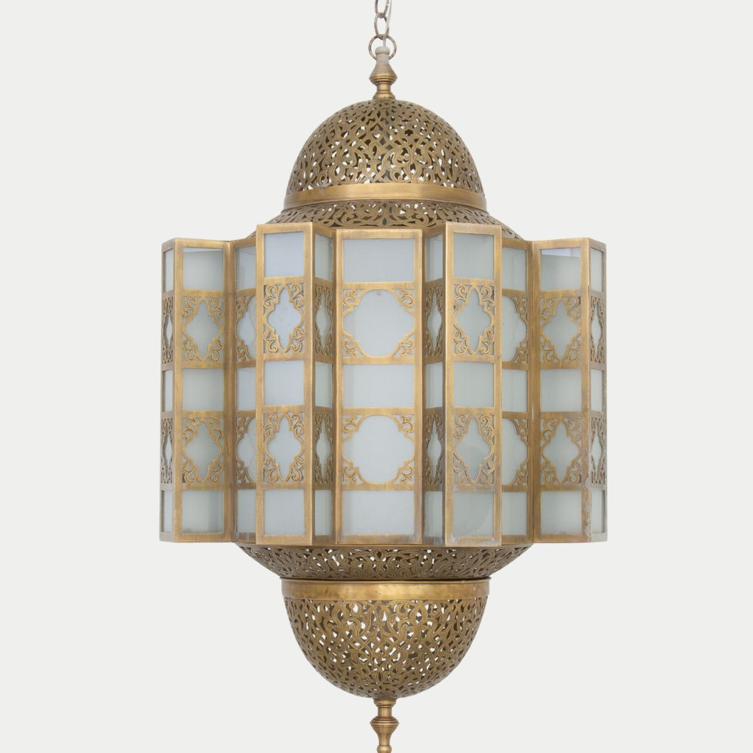Nissrine : Handcrafted Moroccan Brass & Frosted Glass Lantern