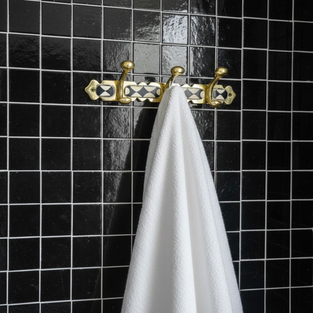 Moroccan Brass Wall Hook Rack – Traditional Bone Inlay & Color Accents