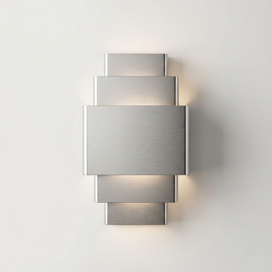 Brushed Brass Tiered Architectural Sconce