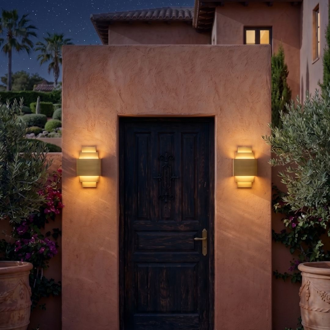 Brushed Brass Tiered Architectural Sconce
