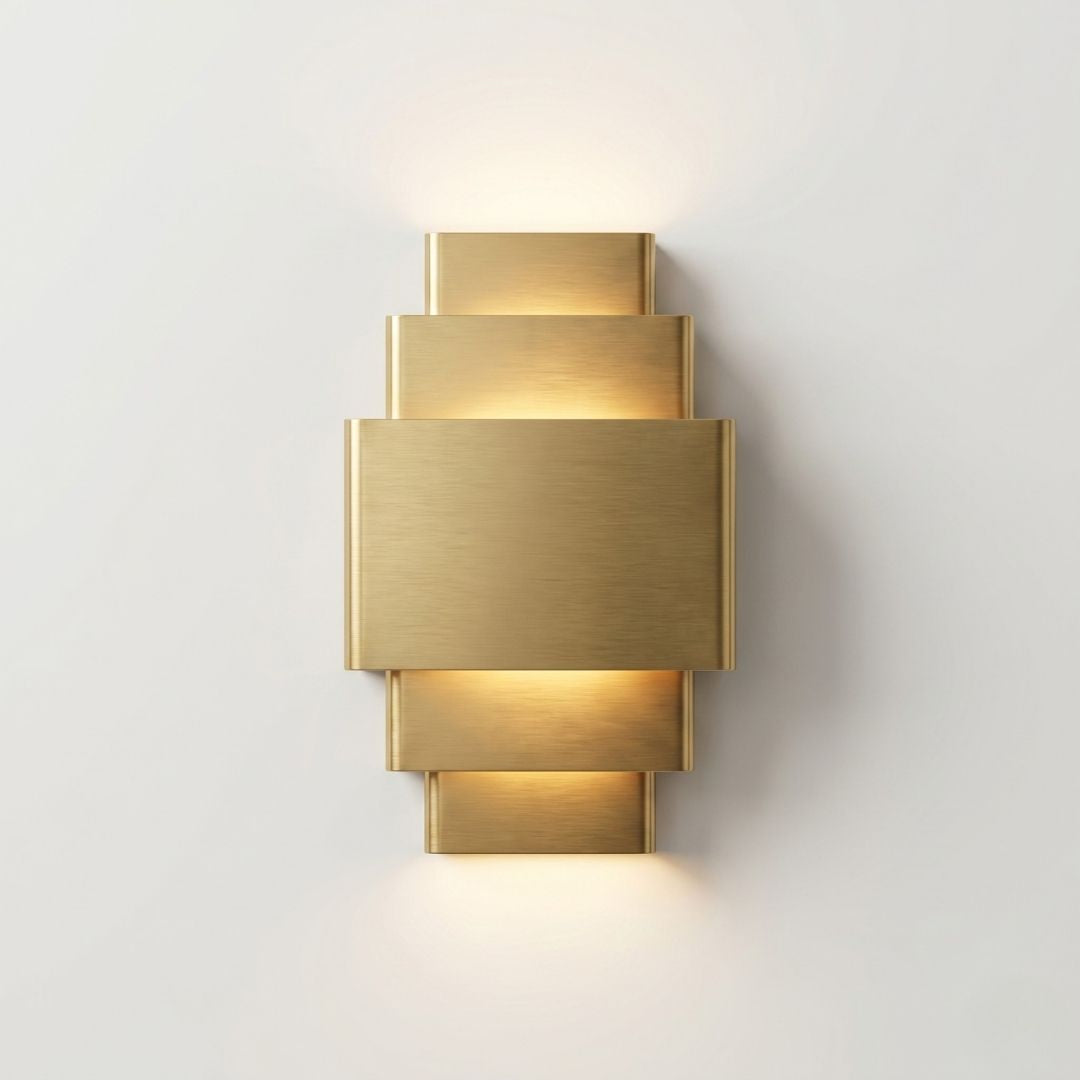Brushed Brass Tiered Architectural Sconce