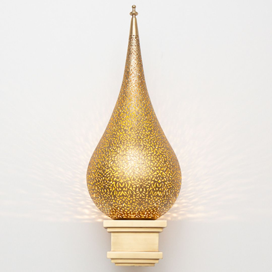 Hand-Etched Brass Teardrop Table Lamp