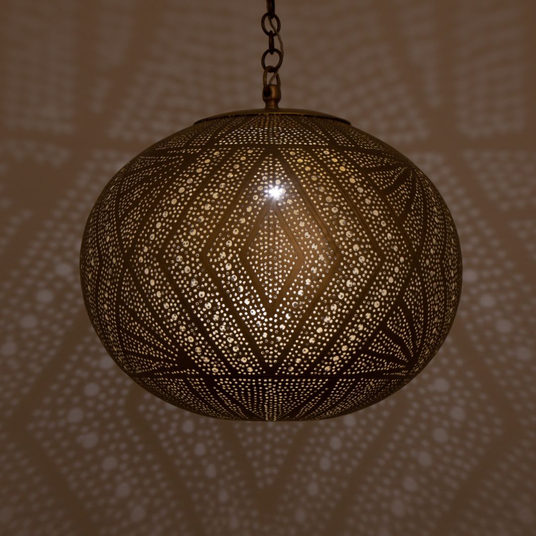 Jomana : Hand-Etched Brass Globe Pendant
