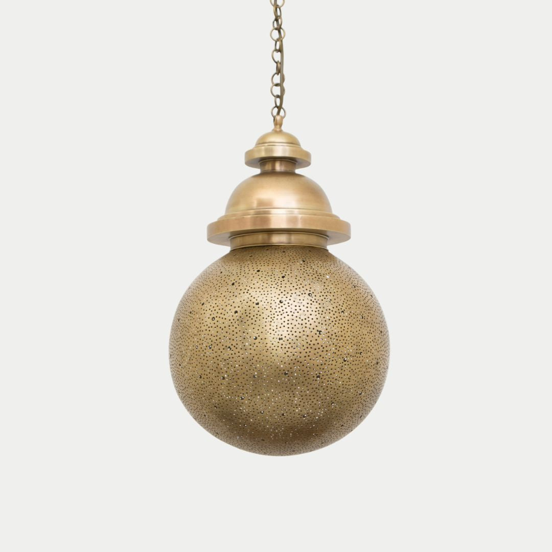 Bader :Hand-Pierced Brass Globe Pendant