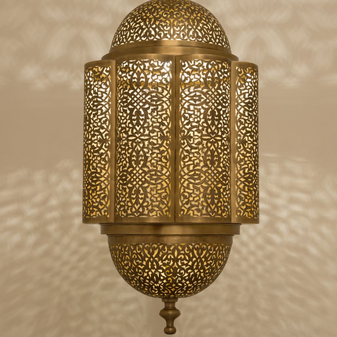 Lubna : Handcrafted Moroccan Column Brass Pendant