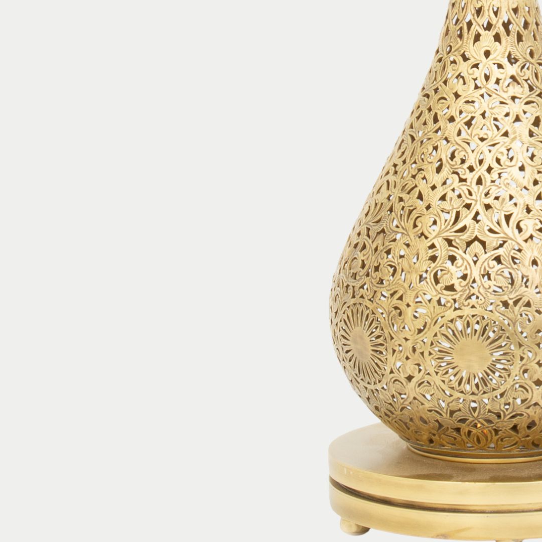Hand-Etched Brass Teardrop Lamp