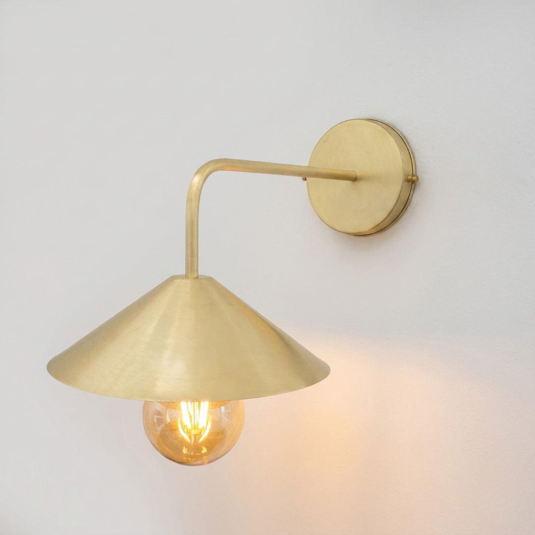 Minimalist Brushed Brass Conical Wall Sconce