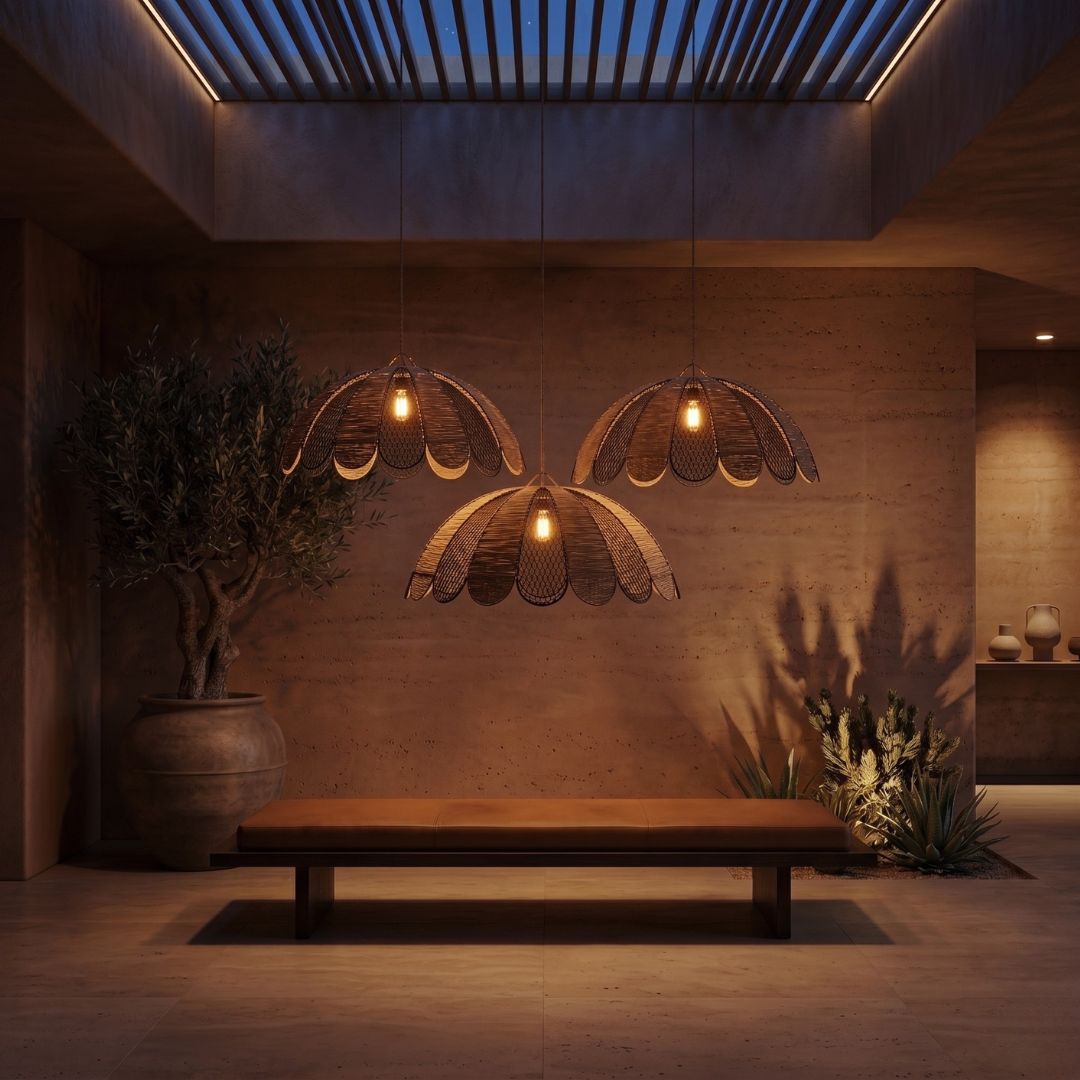 Merzouga Scalloped Raffia Pendant Light