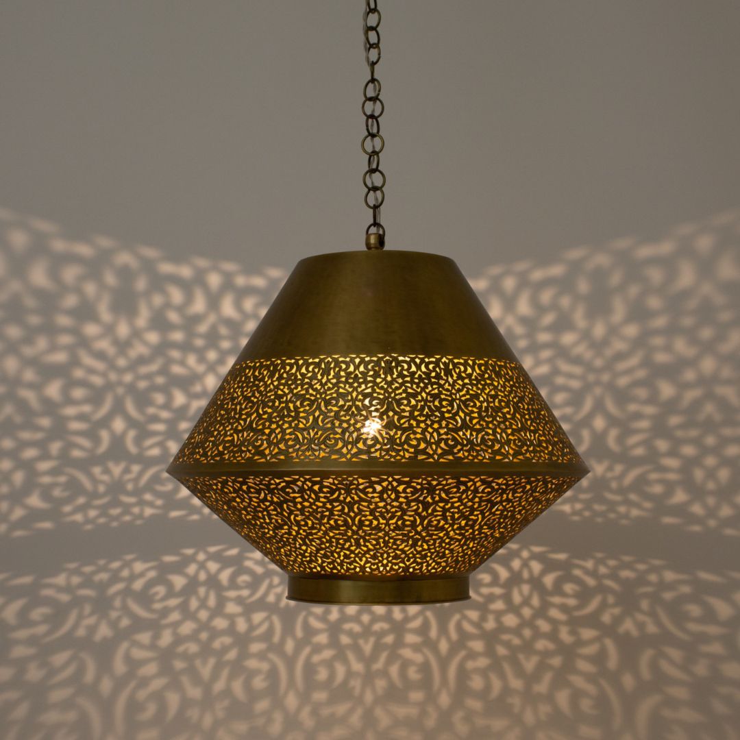 Taiba : Handcrafted Moroccan Pierced Brass Pendant Light