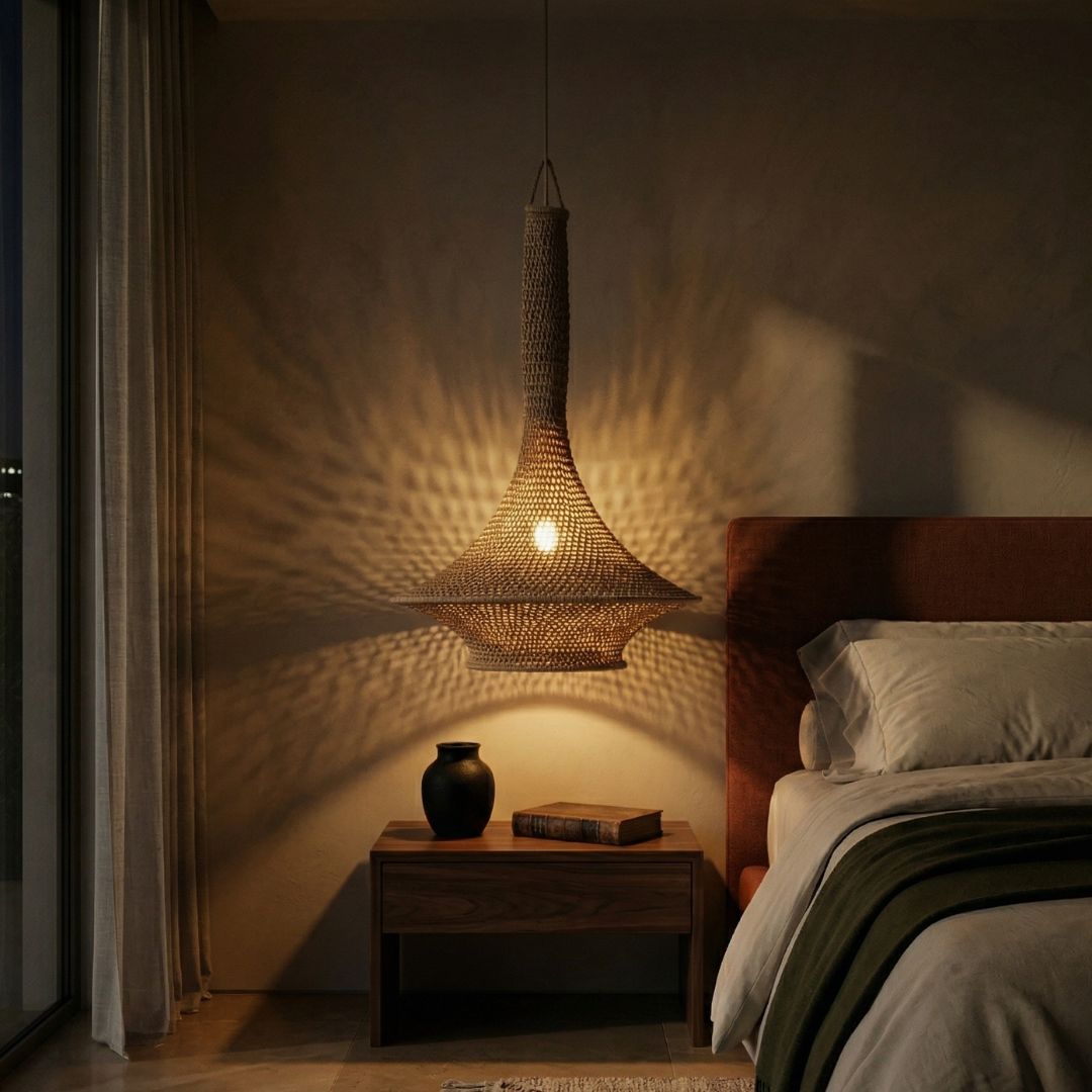 Hand-Crocheted Tiered Pendant Light