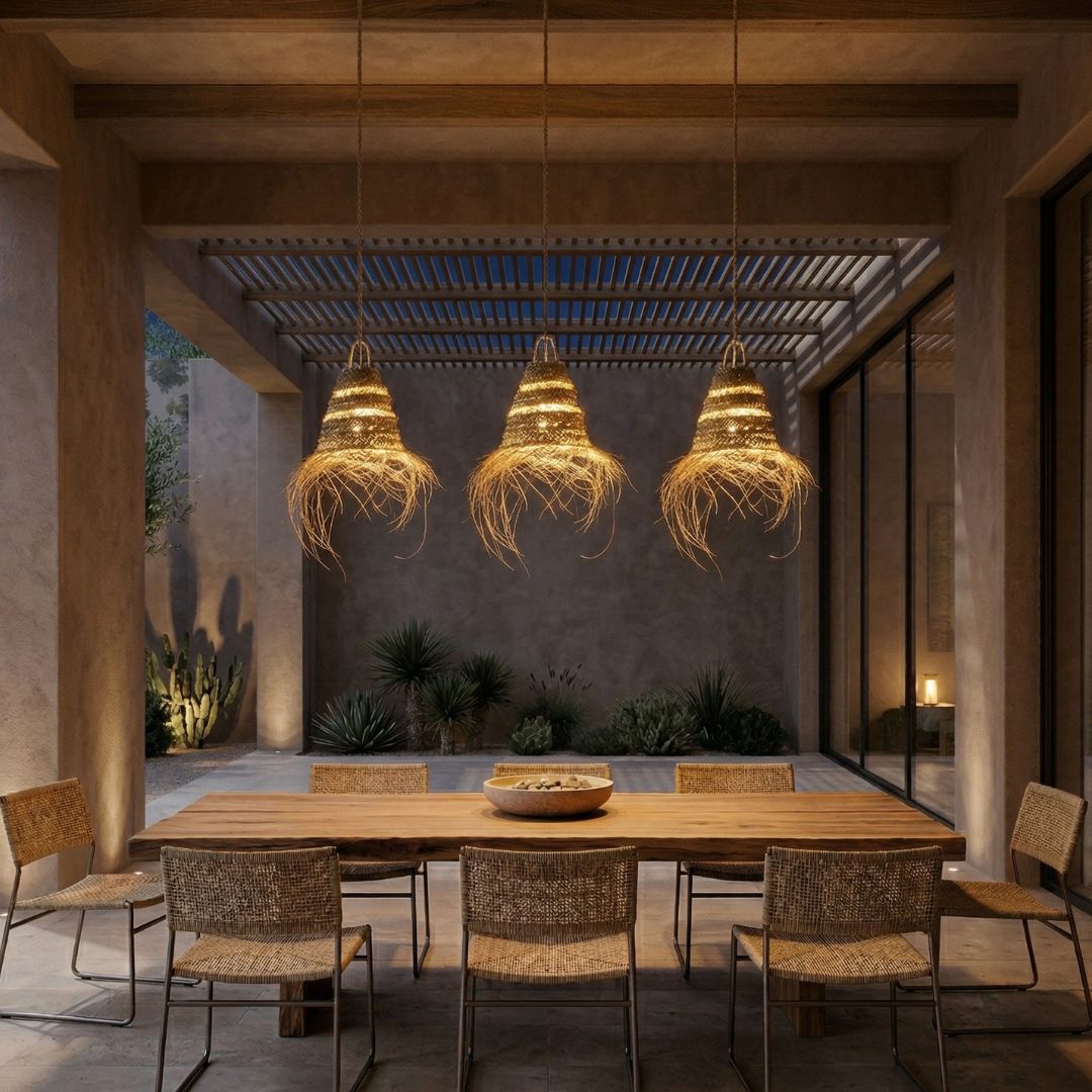 The Bazaar Raffia Cone Pendant