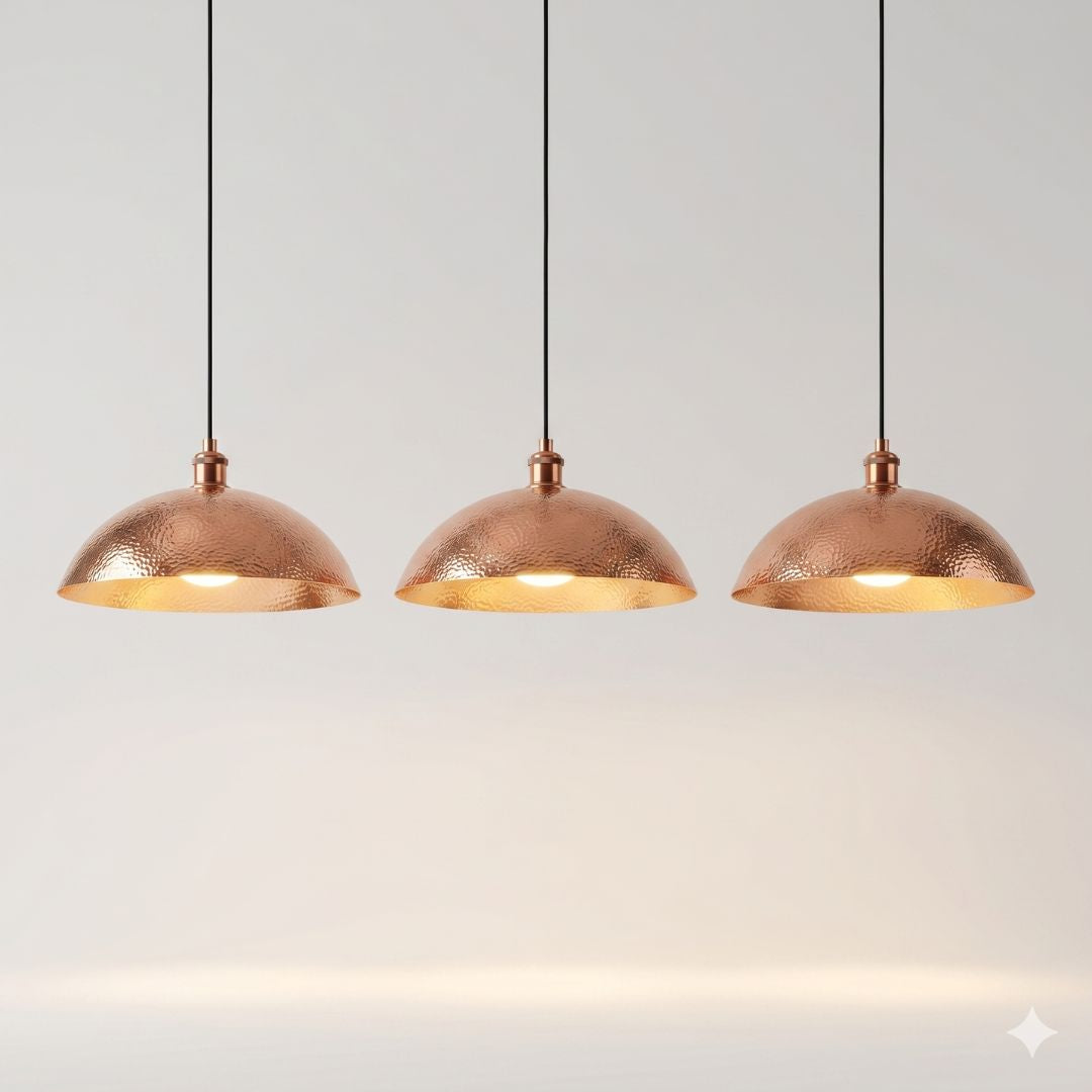 Hand-Hammered Copper Dome Pendant