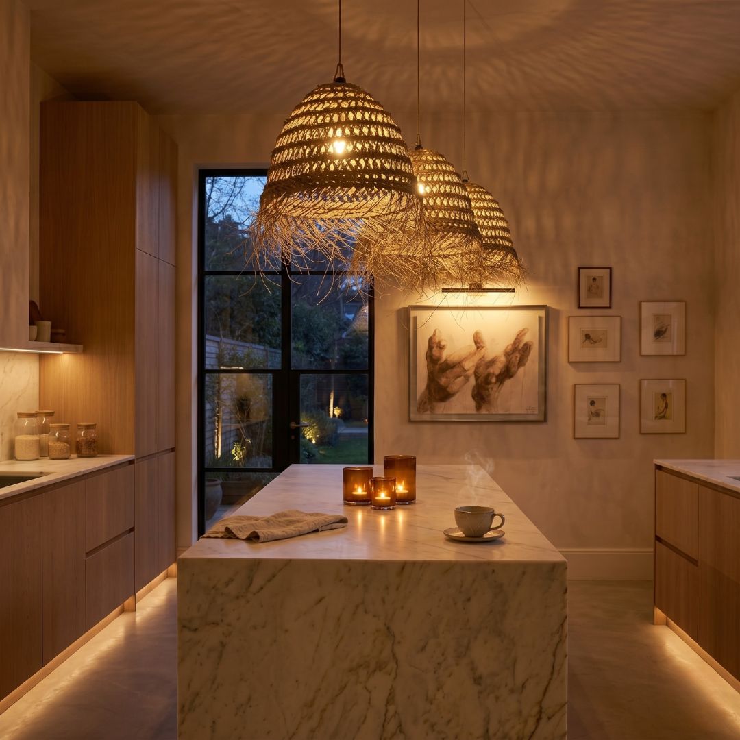 Handwoven Raffia Dome Pendant Light