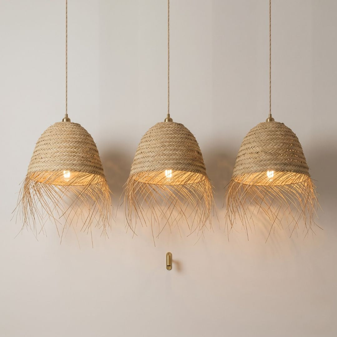 Oversized Moroccan Palm Leaf Basket Pendant
