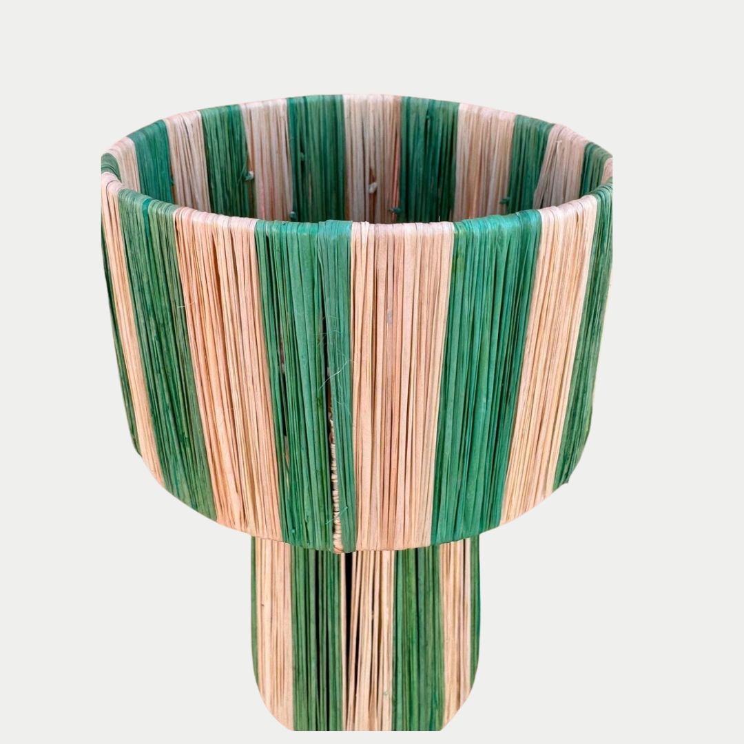 Hand-Woven Raffia Pedestal Table Lamp