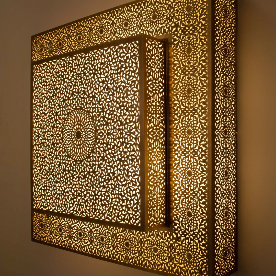 Hand-Etched Moroccan Brass Wall Art