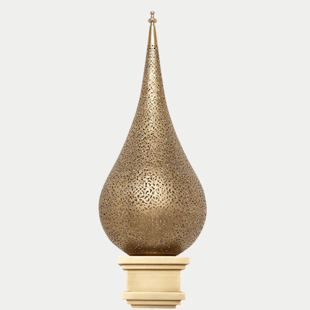 Hand-Etched Brass Teardrop Table Lamp