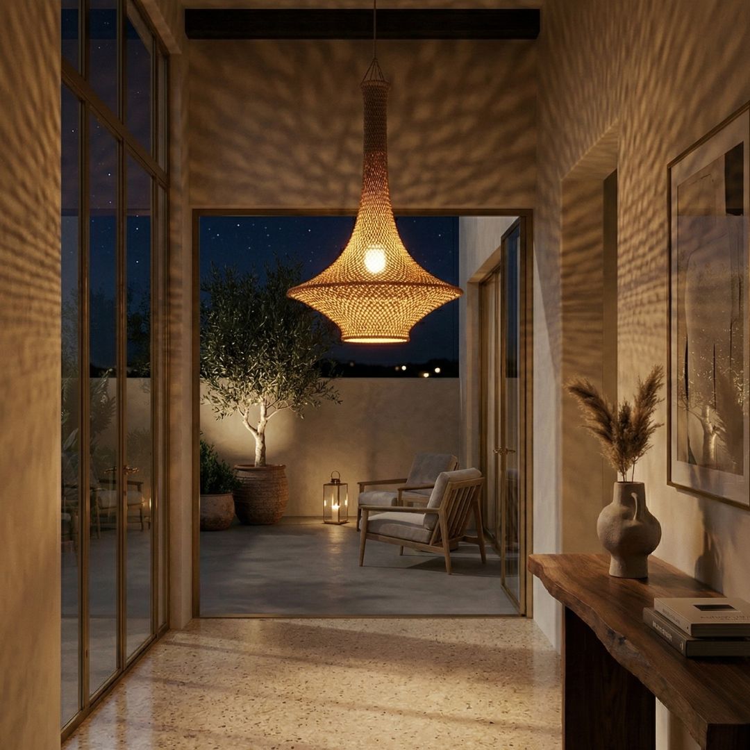 Hand-Crocheted Tiered Pendant Light