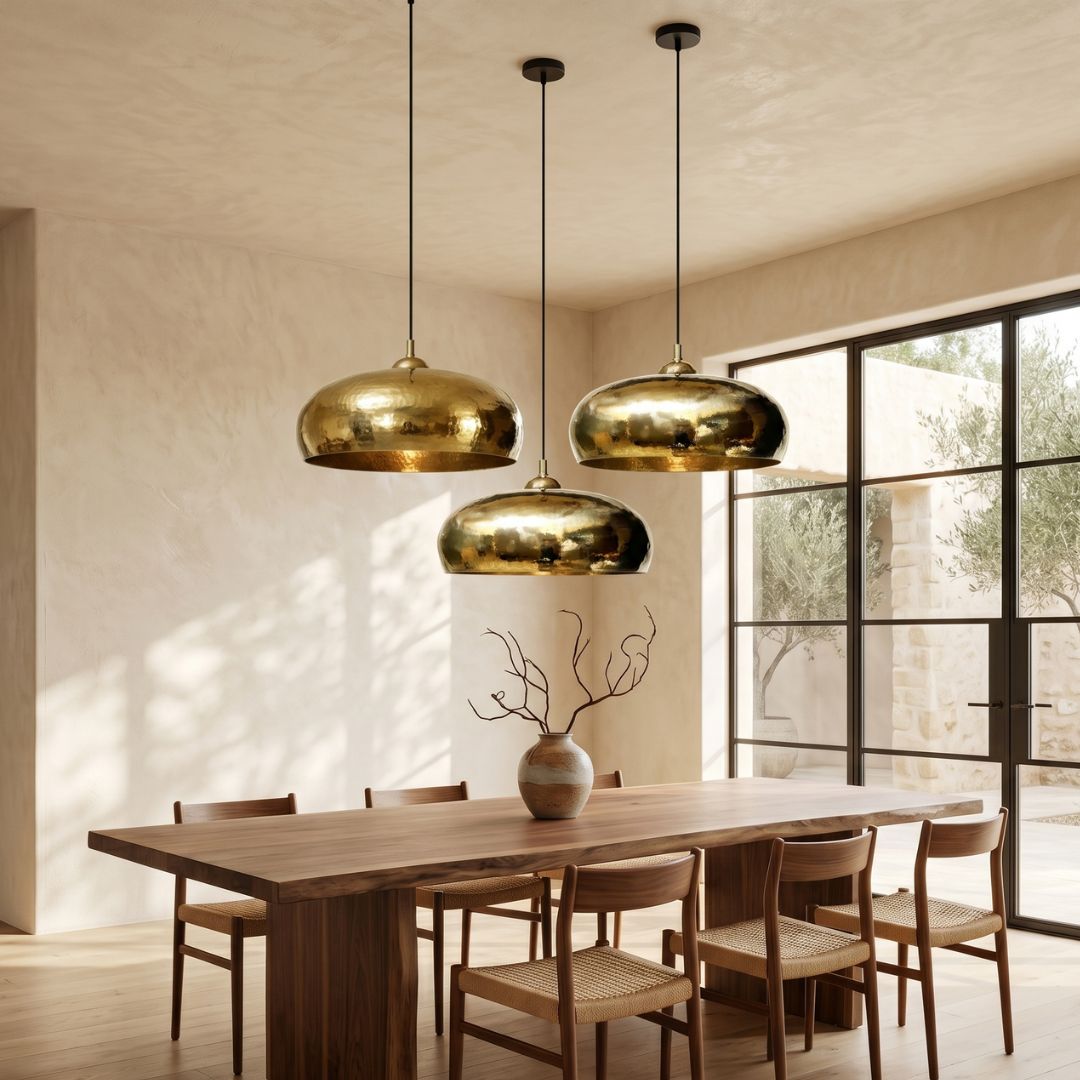 Atlas Hammered Brass Dome Pendant