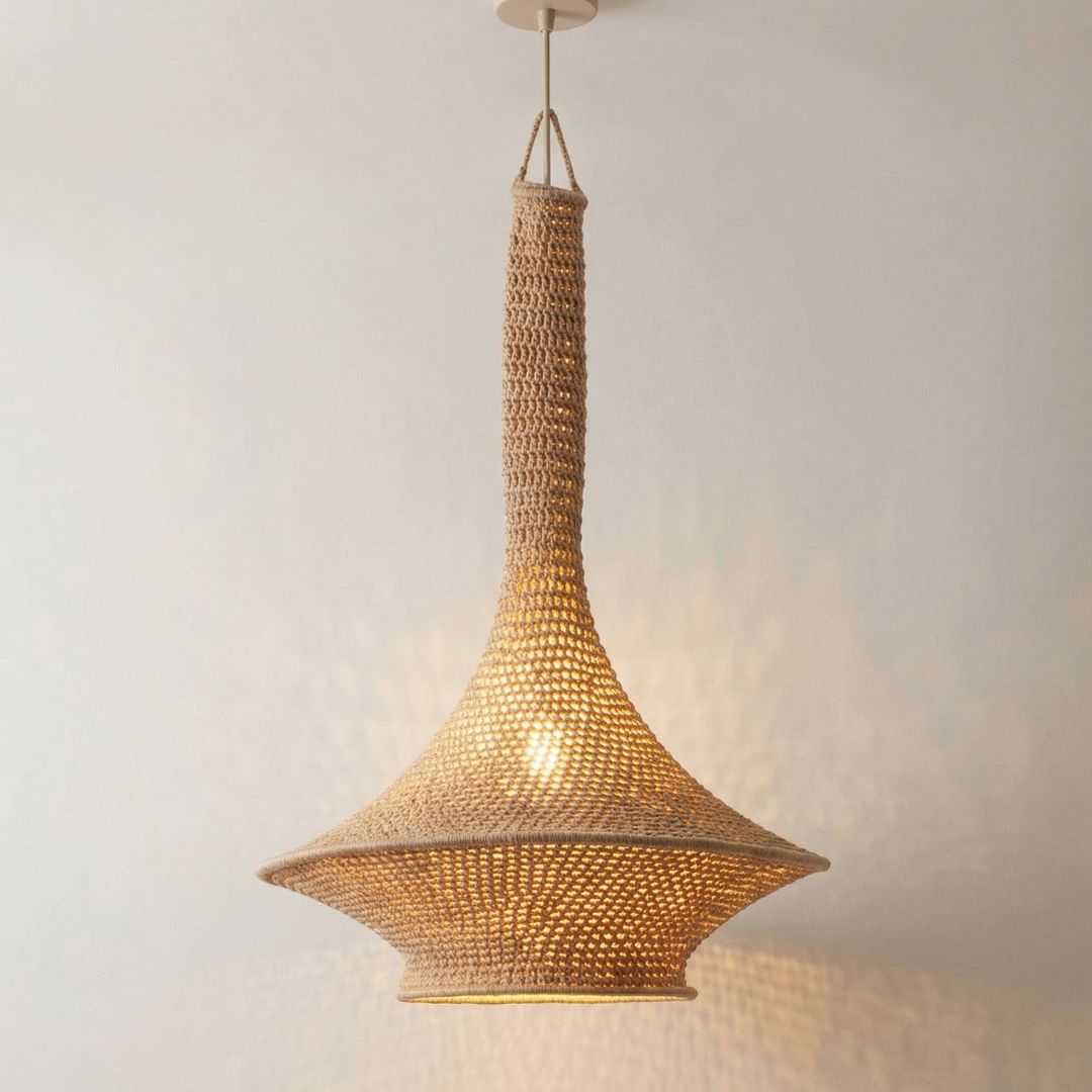 Hand-Crocheted Tiered Pendant Light