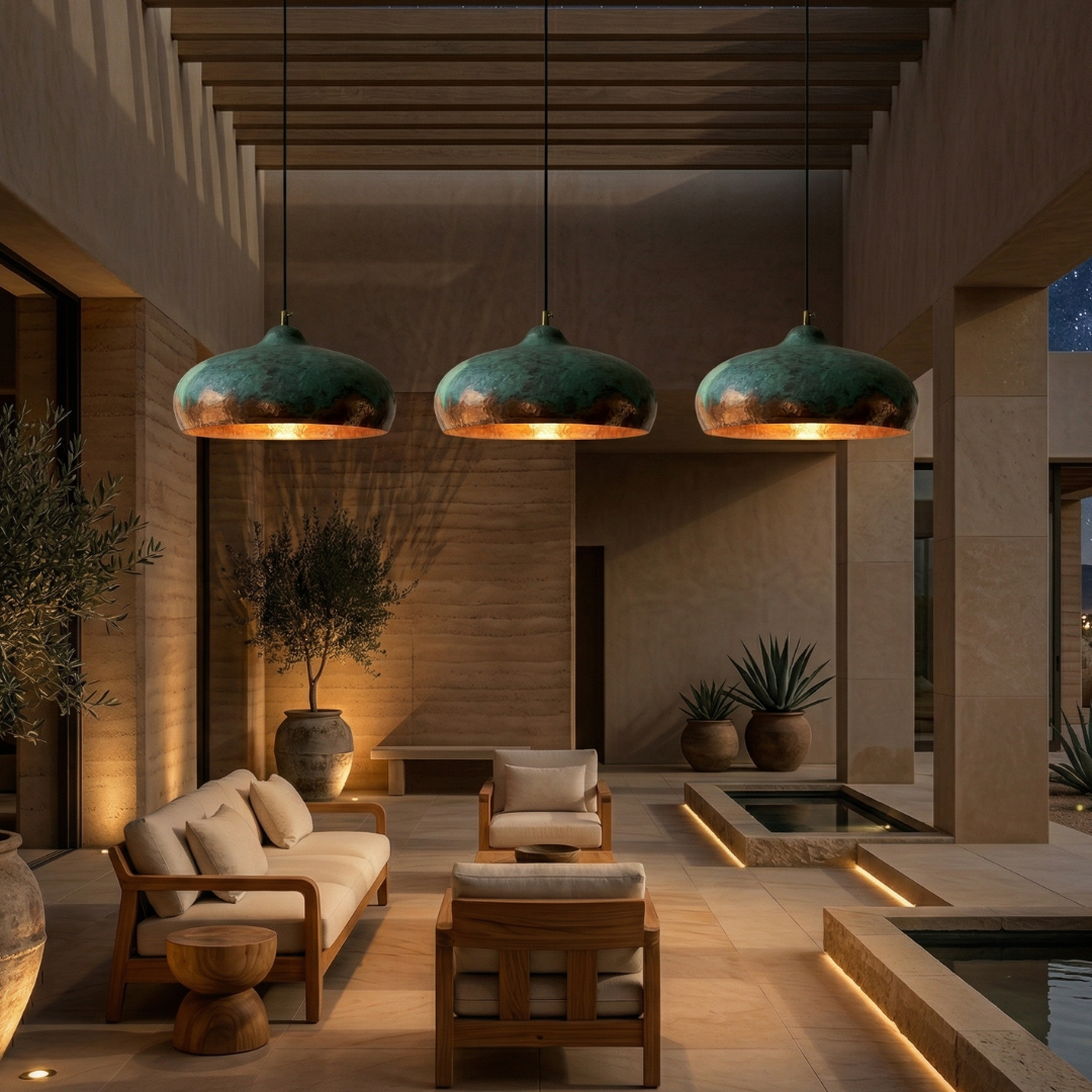 Hand-Hammered Copper Dome Pendant Light