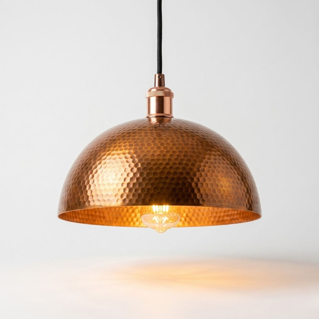 Hammered Pure Copper Dome Pendant Light