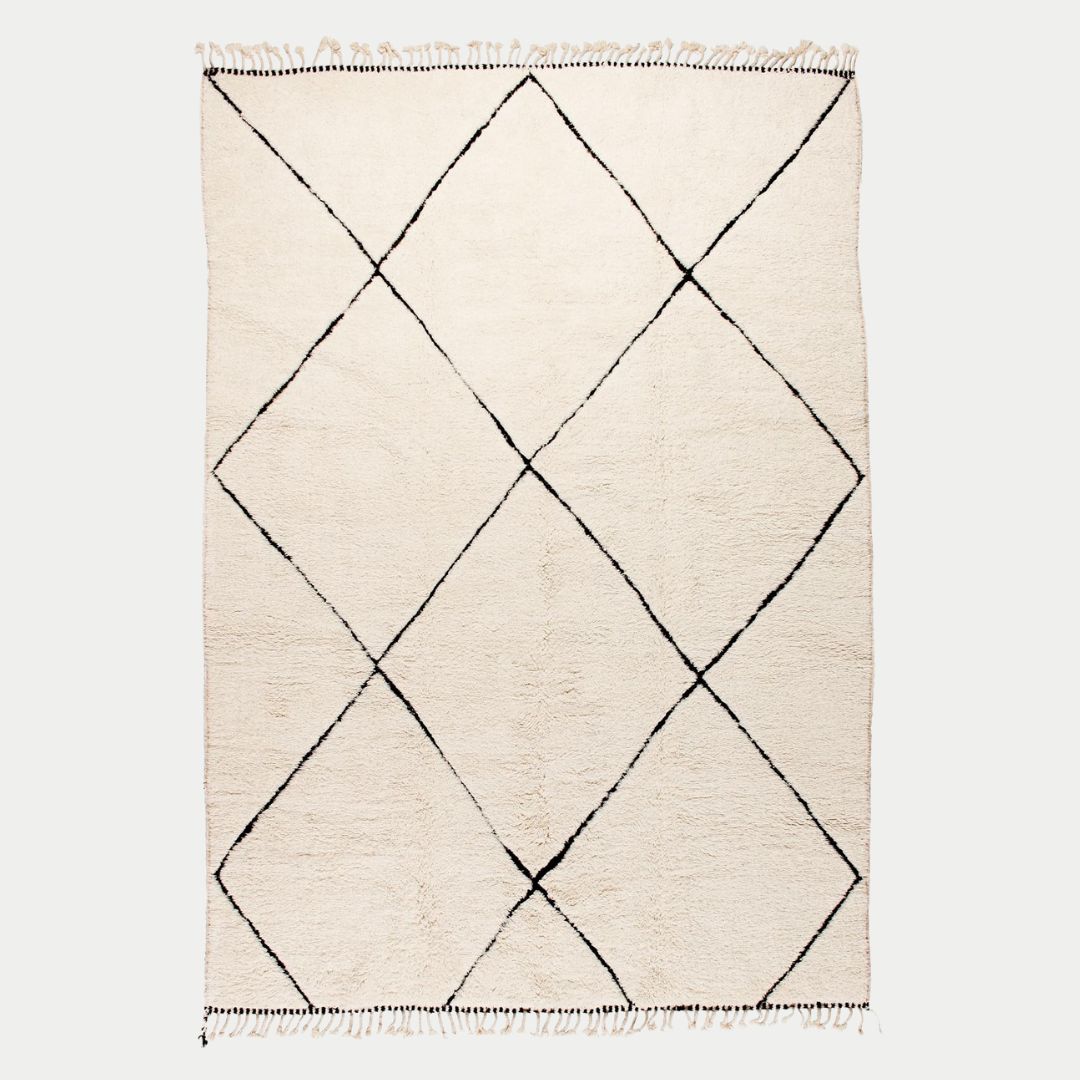Amalu - Handmade Moroccan Berber Beni Ourain : 1.5x2.5 ft | 45x75 cm Moroccan Wool