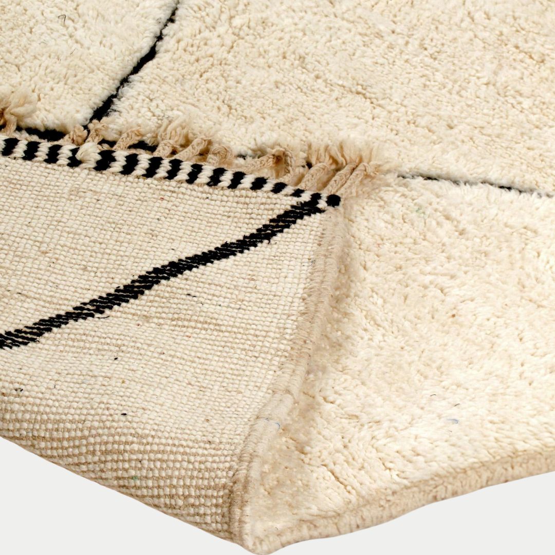 Amalu - Handmade Moroccan Berber Beni Ourain : 1.5x2.5 ft | 45x75 cm Moroccan Wool