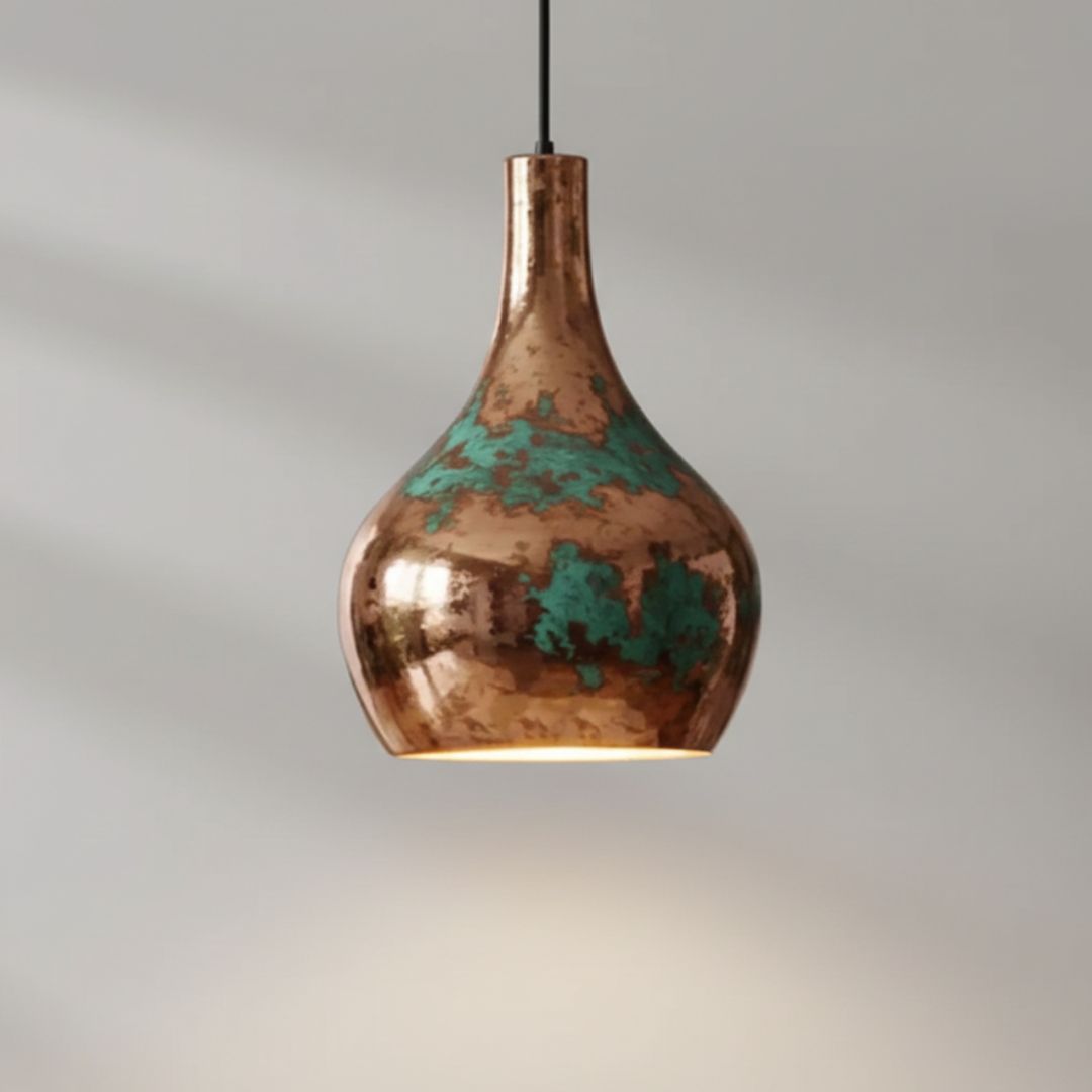 Amayur : Teardrop Patina Copper Pendant Light
