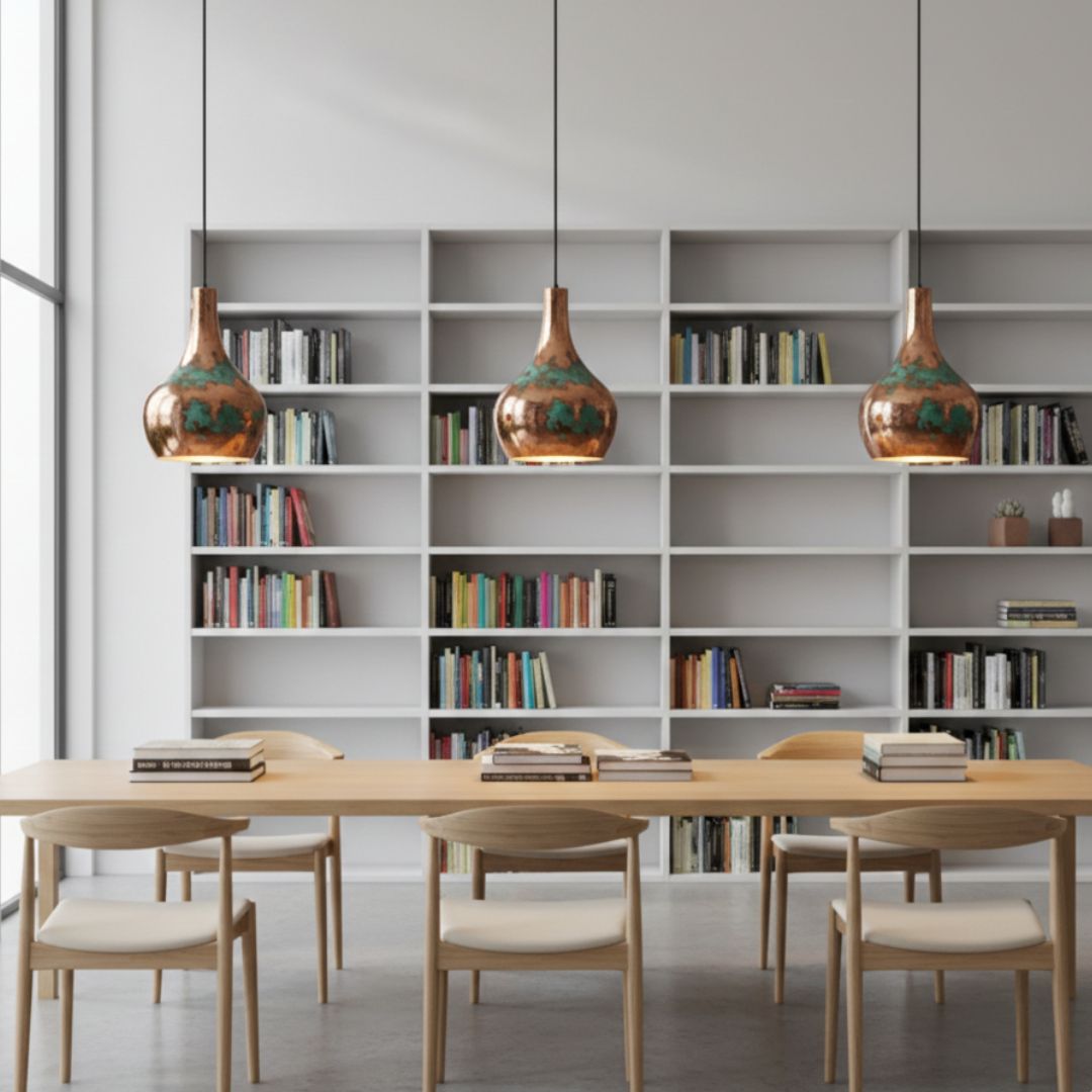 Amayur : Teardrop Patina Copper Pendant Light