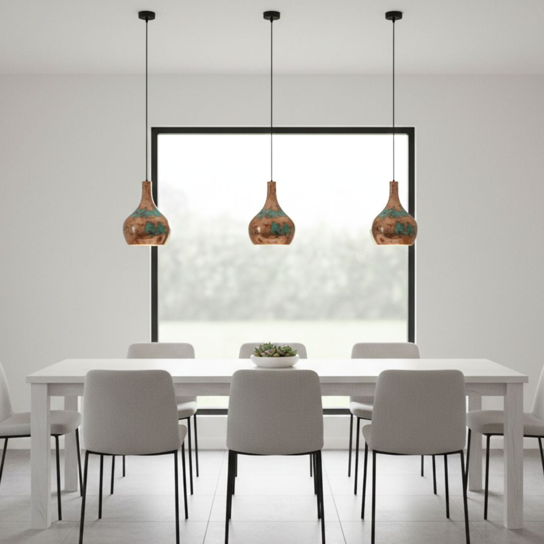 Amayur : Teardrop Patina Copper Pendant Light