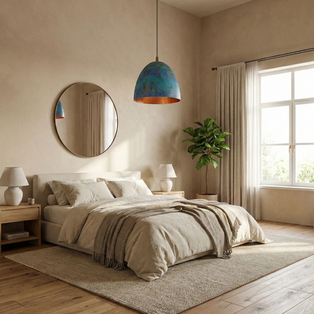 Anir : Blue Patina Copper Dome Pendant Light
