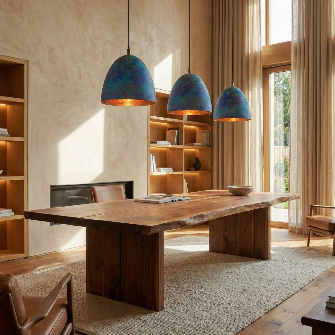 Anir : Blue Patina Copper Dome Pendant Light