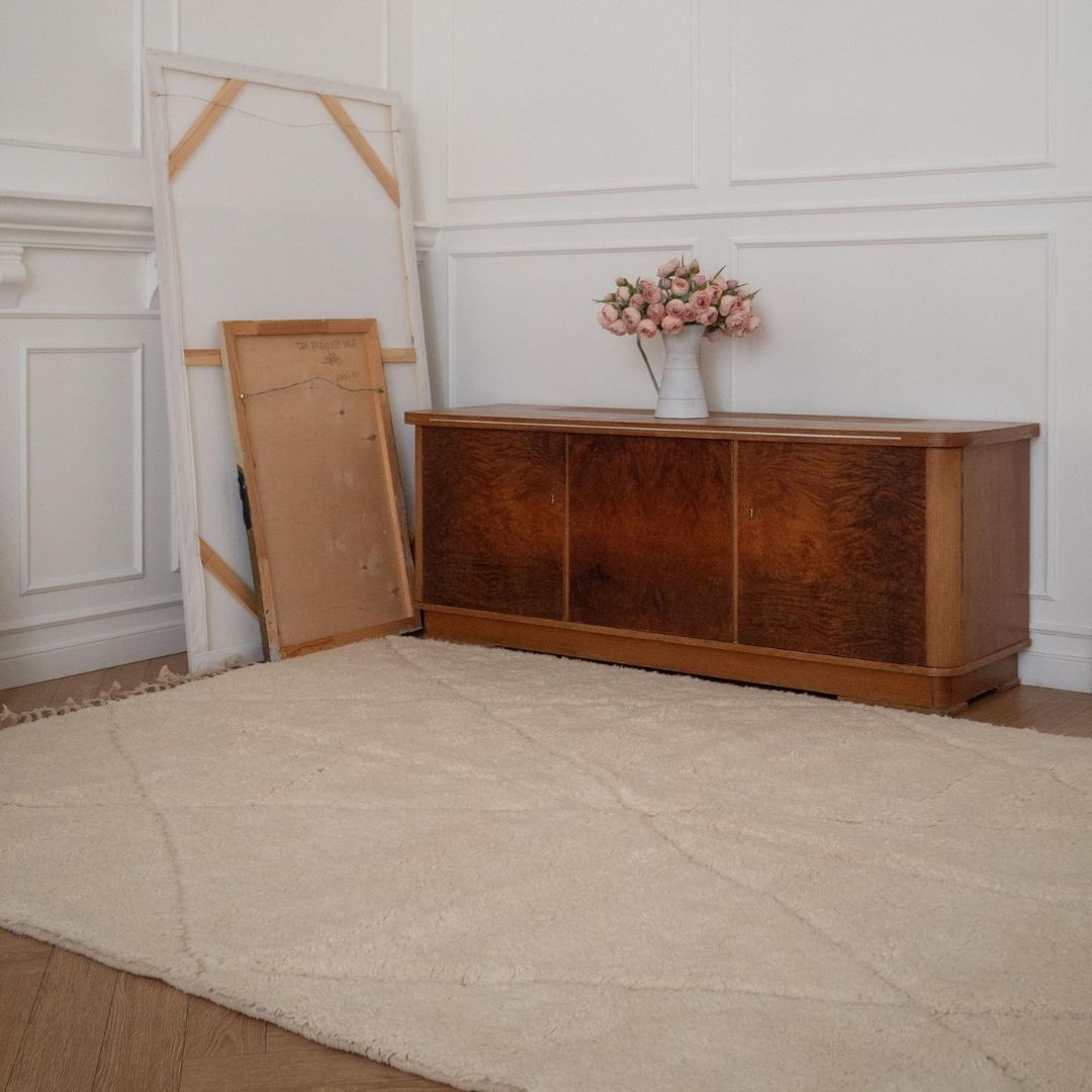 Anzar - Handmade Moroccan Berber Beni Ourain : 1.5x2.5 ft | 45x75 cm - 100 % Moroccan Wool