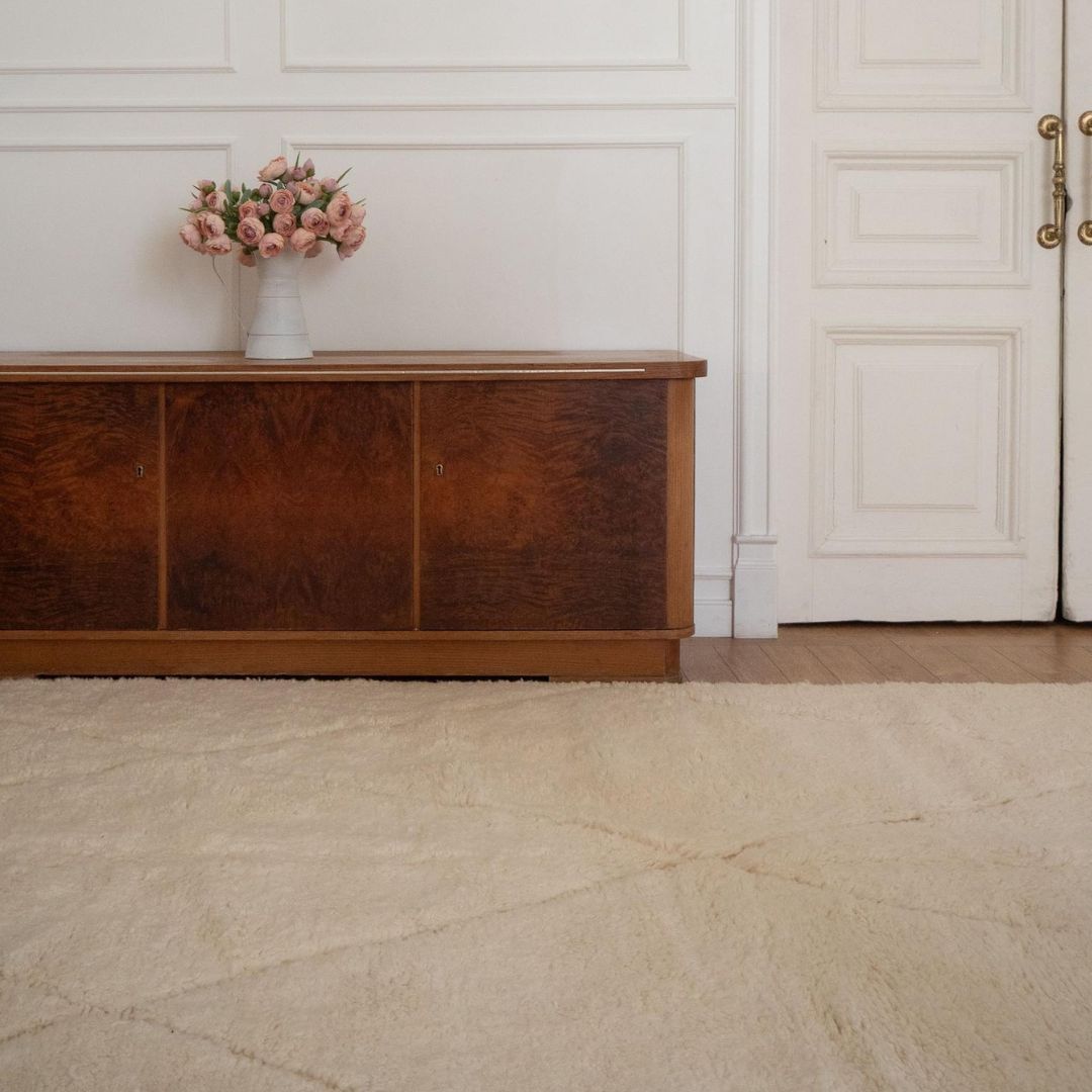 Anzar - Handmade Moroccan Berber Beni Ourain : 1.5x2.5 ft | 45x75 cm - 100 % Moroccan Wool