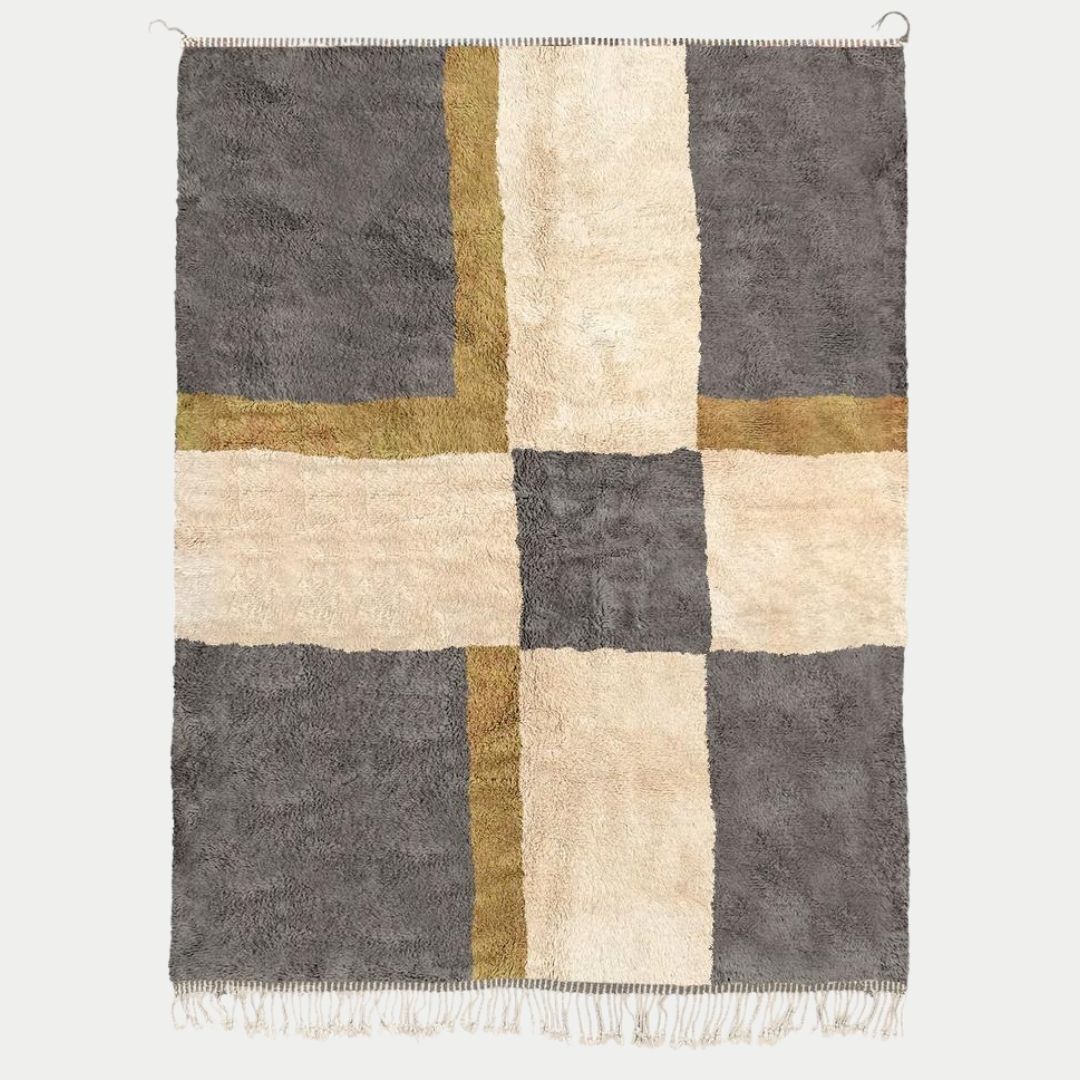 Arwatil - Handmade Moroccan Berber beni mrirt Rug - 6x9 ft | 180x270 cm - 100% Moroccan wool