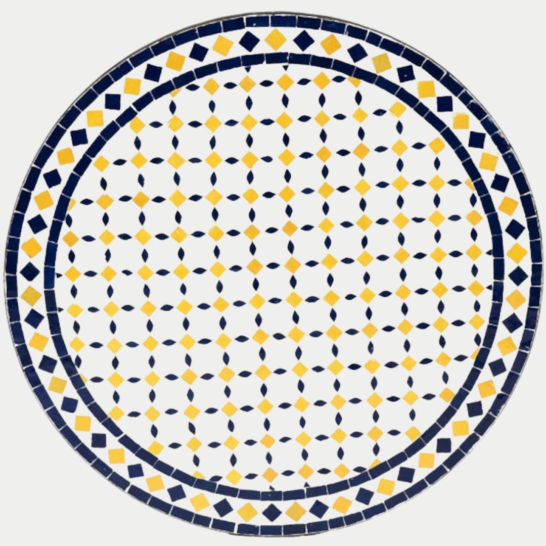 Assays - Handcrafted Moroccan Zellige Mosaic Tile Table – Blue and white Outdoor Tiled Garden Table, Handmade Dining Table, or Coffee Table