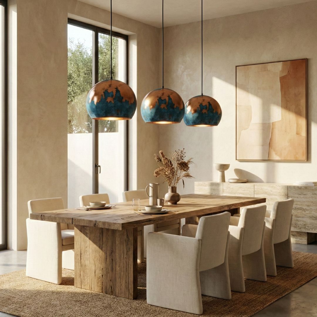 Assifa : Blue Patina Copper Dome Pendant