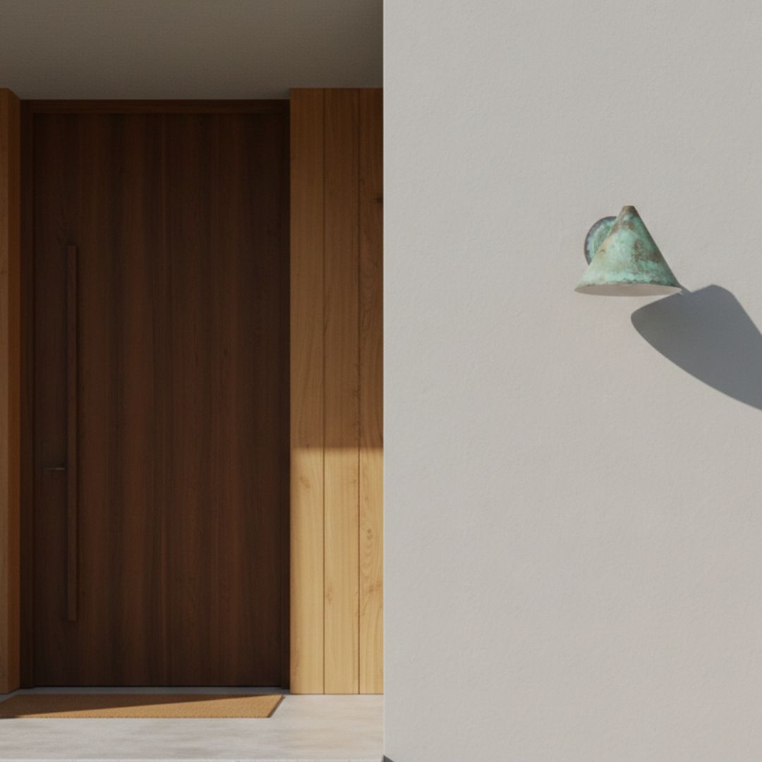 Aurora : Green Patina Copper Cone Wall Sconce
